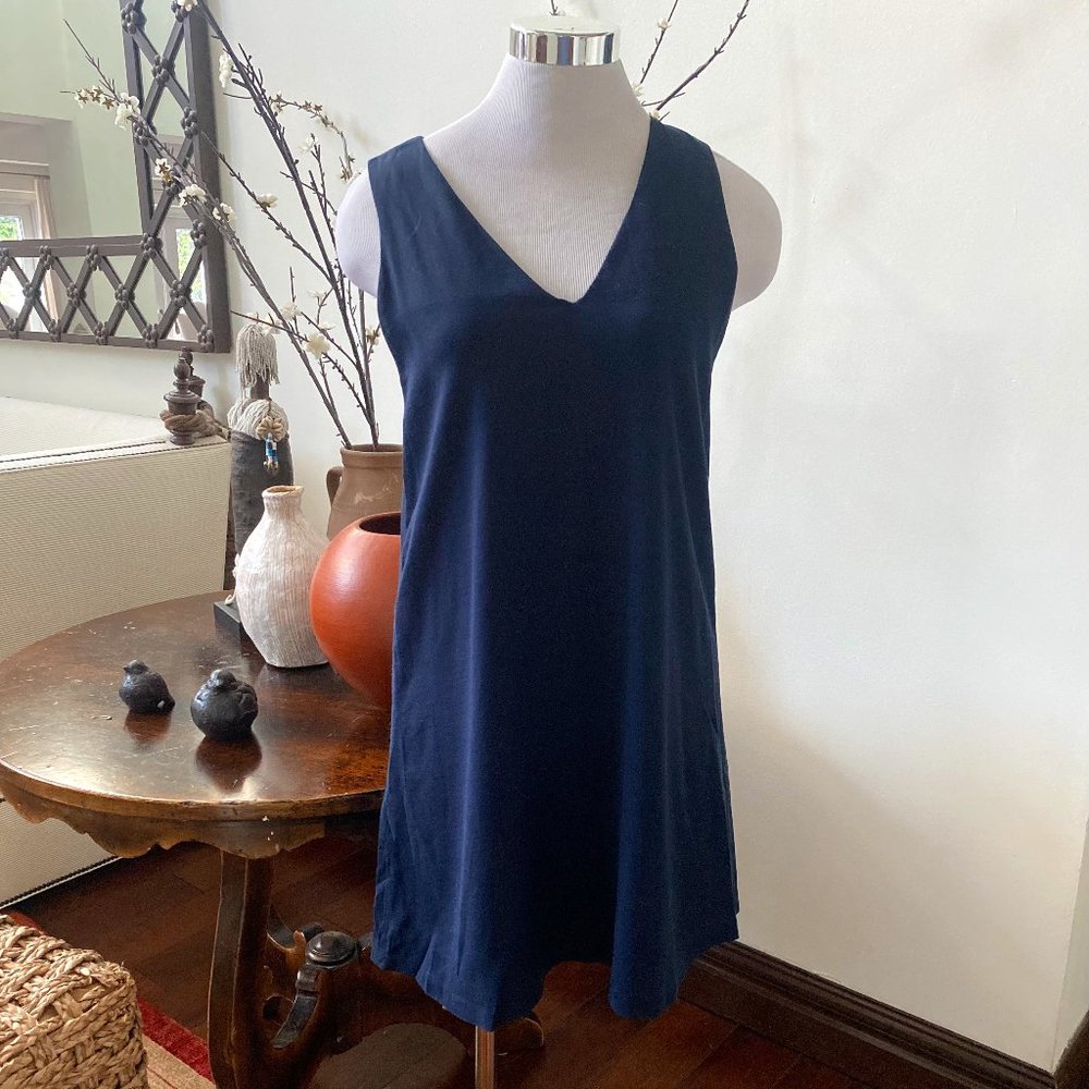 Alice + Olivia Navy Blue V-Neck Swing Dress